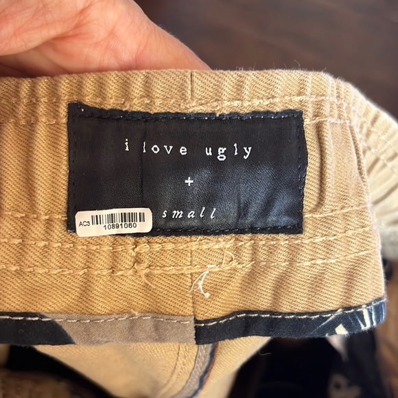 I Love Ugly cream tan  Denim Joggers Cuff Zippers lined size small - Picture 9 of 12